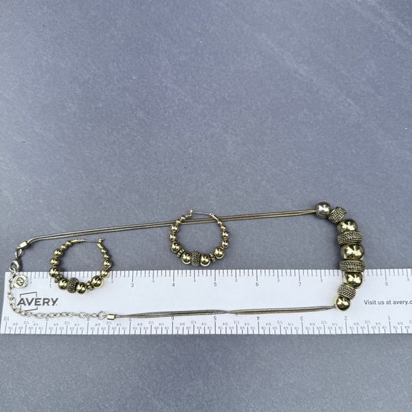 Napier Shimmery Gold Beaded Necklace and Earring Set - Picture 7 of 9